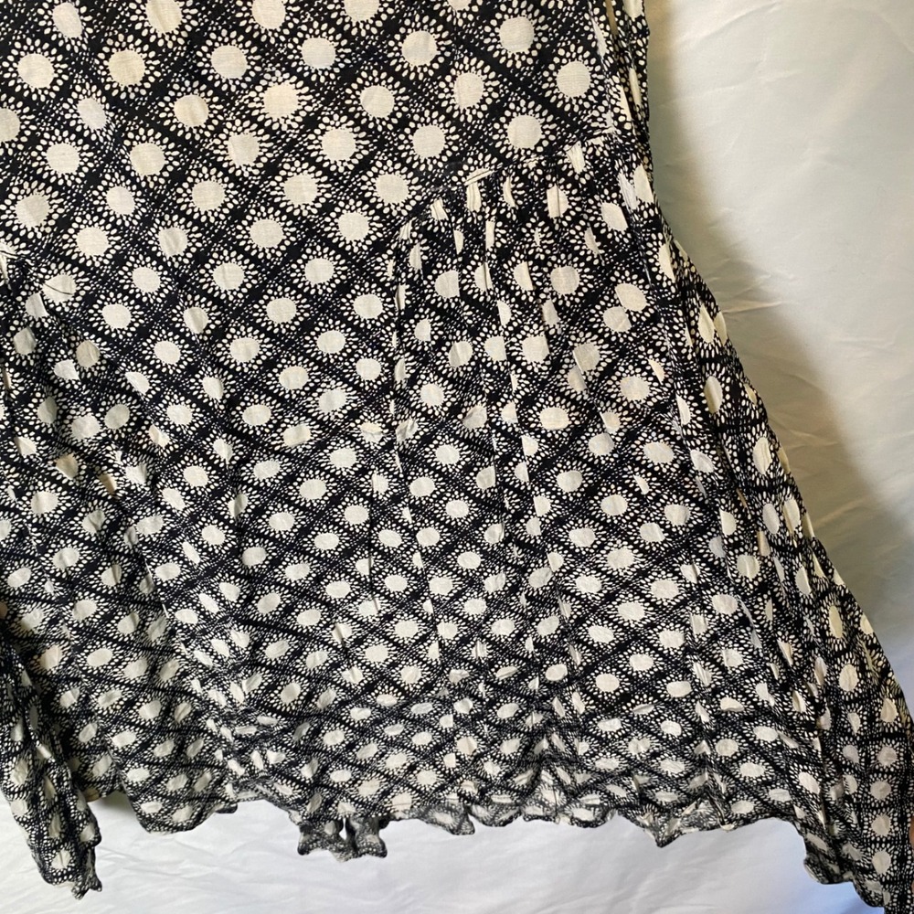 Free People Mini Dress Womens Small Black White Sunburst Boho Festival Sundress - Picture 2 of 8